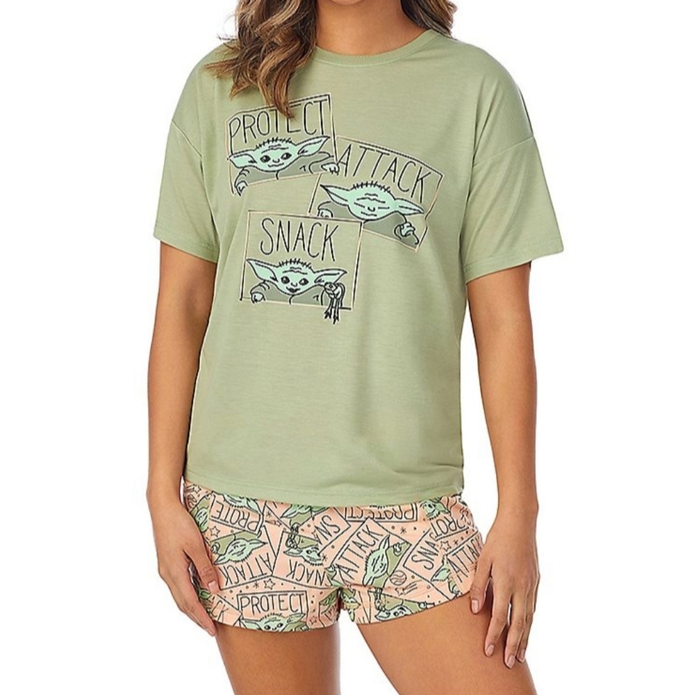 BNWT Women's Mandalorian The Child Pajama Top & Pajama Shorts Set